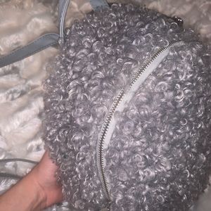 Grey fur backpack